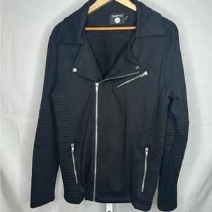 Boohoo Men's Black Zip-Up jacket